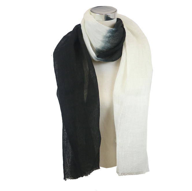 Scarf Linen Ombre Black and White