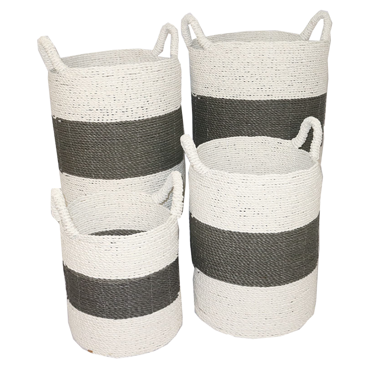 Laundry Basket in Grey made from Seagrass