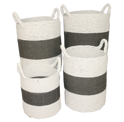 Laundry Basket in Grey made from Seagrass