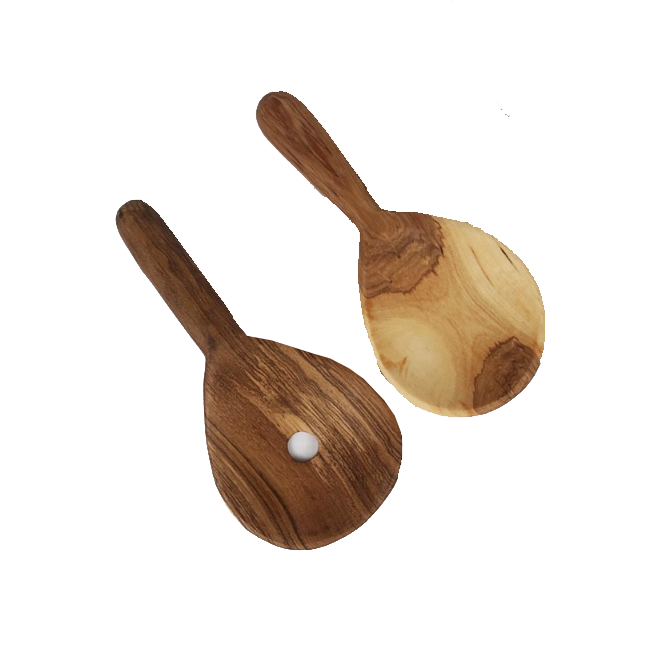 Wood Salad Server Round