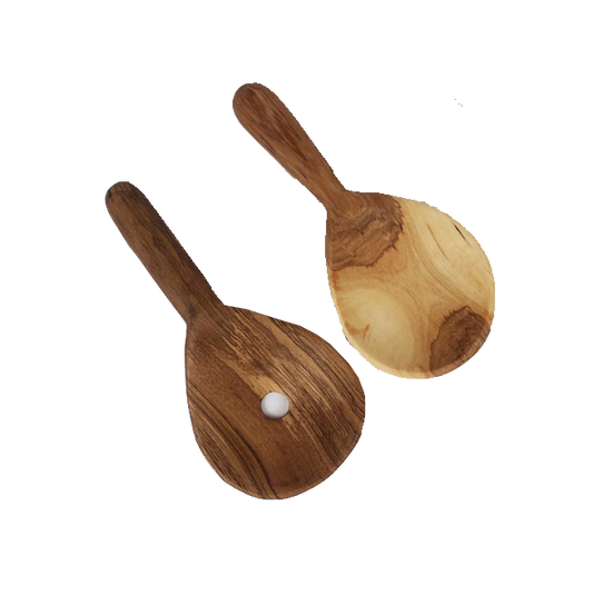 Wood Salad Server Round