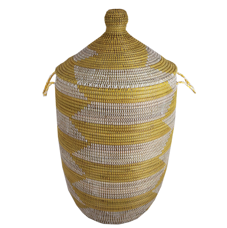 Yellow African Laundry Baskets - Stylish & Sustainable Home Decor, Indlu Afrika