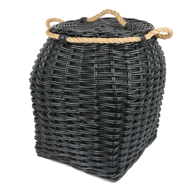 Rattan Laundry Basket in Black