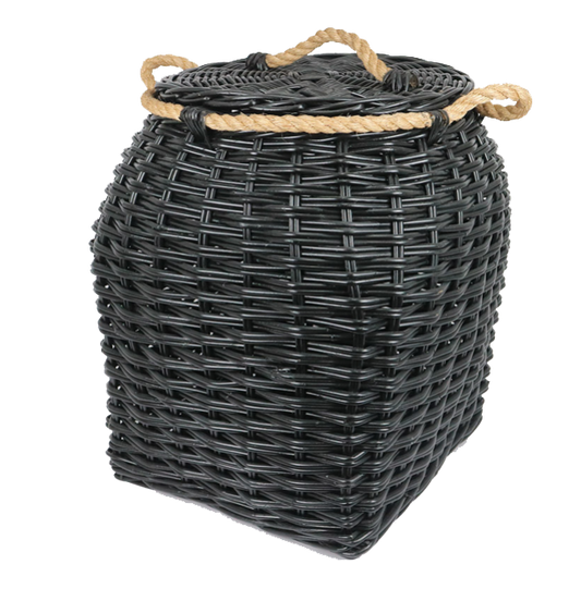 Rattan Laundry Basket in Black