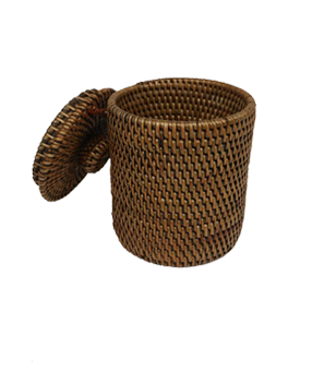 Rattan Cotton Ball Holder with Lid