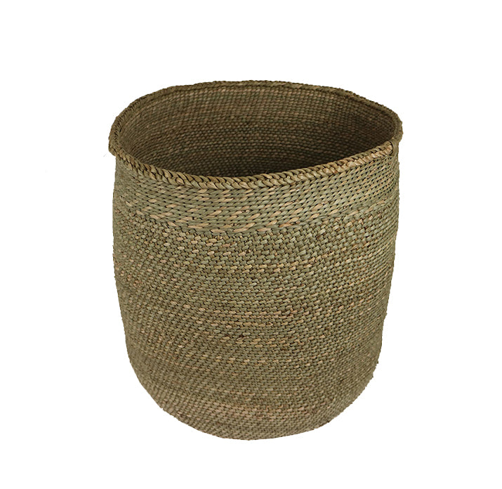 Large handwoven Iringa basket with natural earthy colors, eco-friendly home decor.