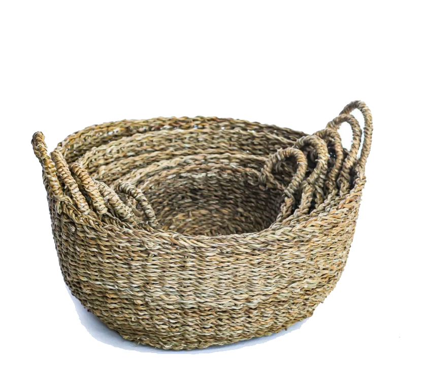 Round Rattan Cylinder Storage  Basket Set of 6