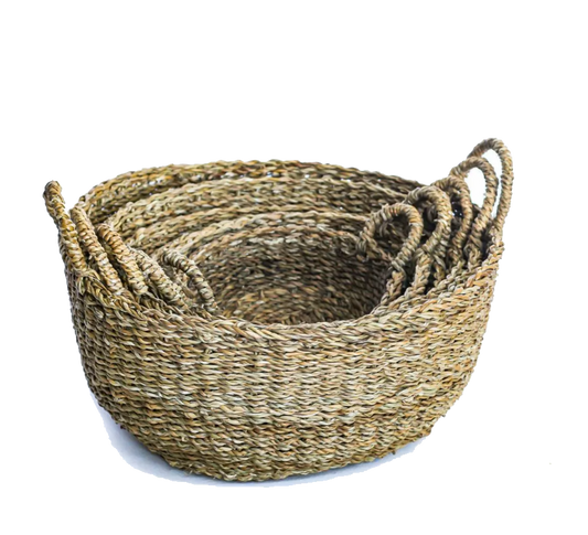 Round Rattan Cylinder Storage  Basket Set of 6