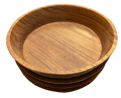 Wooden poke bowl with a natural finish, approximately 5cm in height and 20cm in diameter.