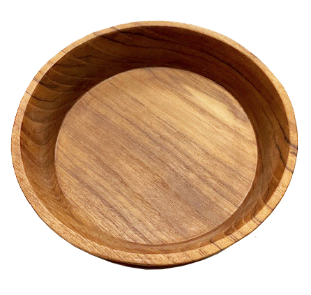 Wooden poke bowl with a 5cm height and 20cm diameter.