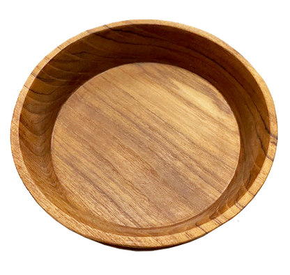 Wooden poke bowl with a 5cm height and 20cm diameter.